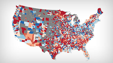 Color-coded data map of the U.S. 